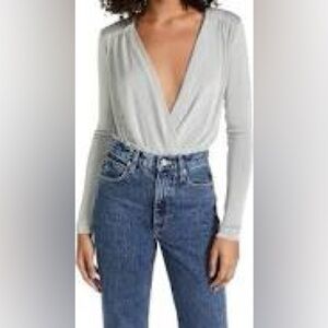 Intimately Free People Turnt Bodysuit Silver Size Large